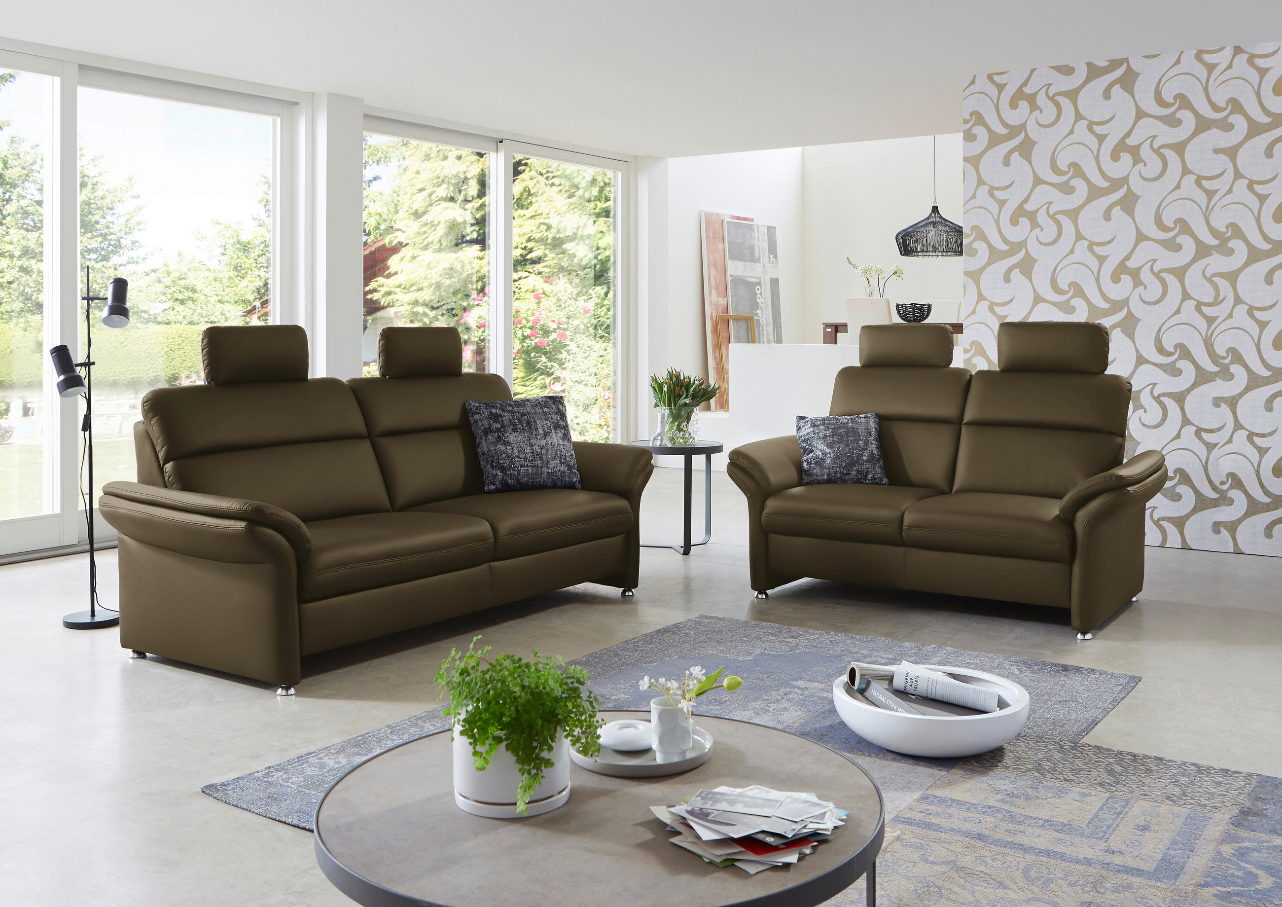 2-SITZER-SOFA in Echtleder Waldgrün - Waldgrün/Alufarben, KONVENTIONELL, Leder/Metall (170/96/92cm) - Beldomo Premium