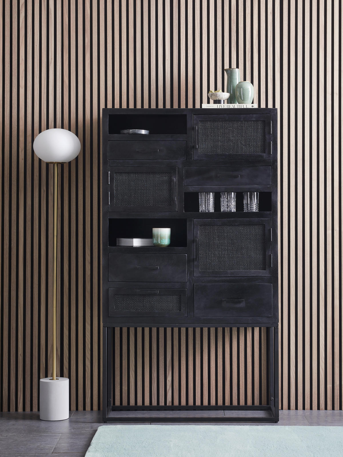HIGHBOARD  in 90/160/37 cm  - Schwarz, KONVENTIONELL, Holz/Metall (90/160/37cm) - Ambia Home