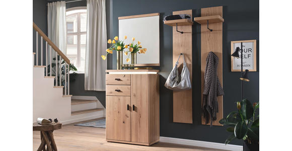 GARDEROBENPANEEL Eiche furniert Schwarz, Eichefarben - Eichefarben/Schwarz, Natur, Holz/Metall (30/168/30cm) - Linea Natura