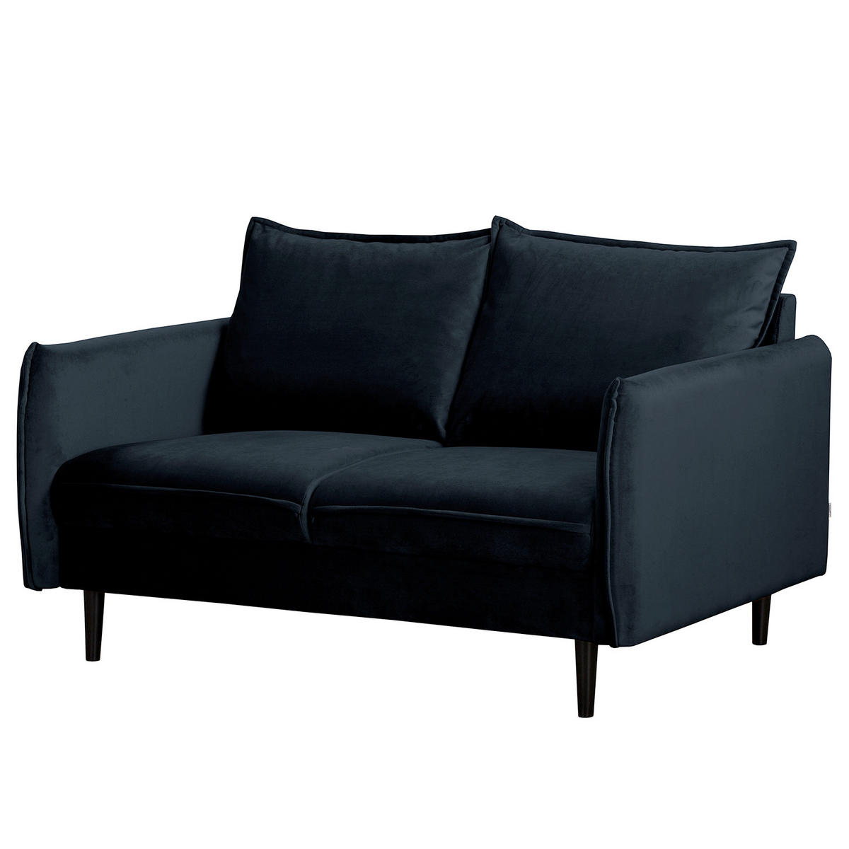 2-SITZER-SOFA JULI Samt Dunkelblau  - Schwarz/Dunkelblau, Design, Holz/Textil (138/86/100cm) - P & B