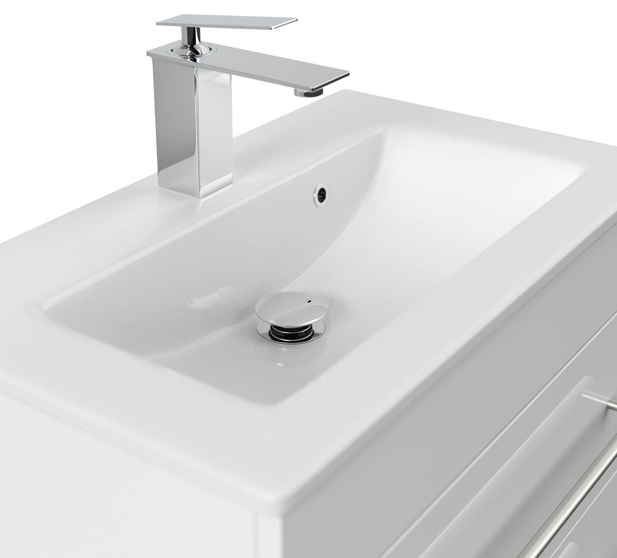 BADEZIMMER  in 60,6 cm  - Weiß Hochglanz/Silberfarben, MODERN, Holzwerkstoff/Metall (60,6cm) - MID.YOU
