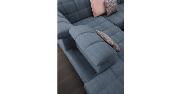 ECKSOFA in Webstoff Blau  - Blau/Schwarz, Design, Textil/Metall (216/302cm) - Xora