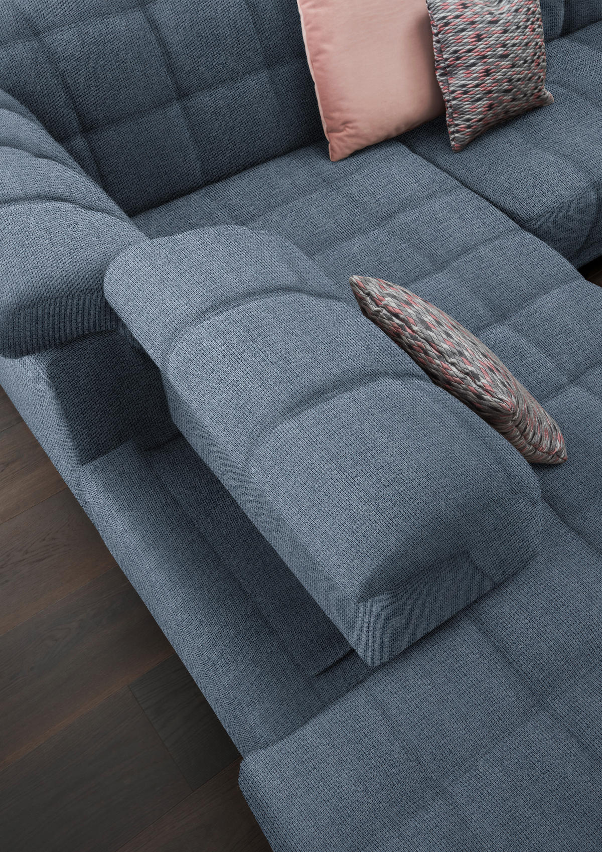 ECKSOFA in Webstoff Blau  - Blau/Schwarz, Design, Textil/Metall (216/302cm) - Xora