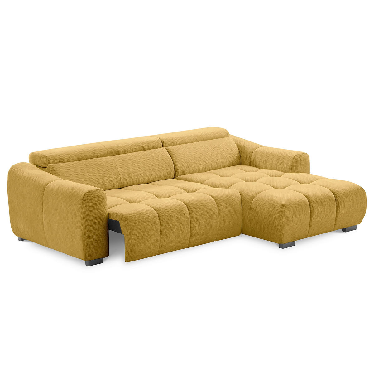ECKSOFA  Webstoff Senfgelb  - Senfgelb/Schwarz, Design, Kunststoff/Textil (274/177cm) - Livetastic