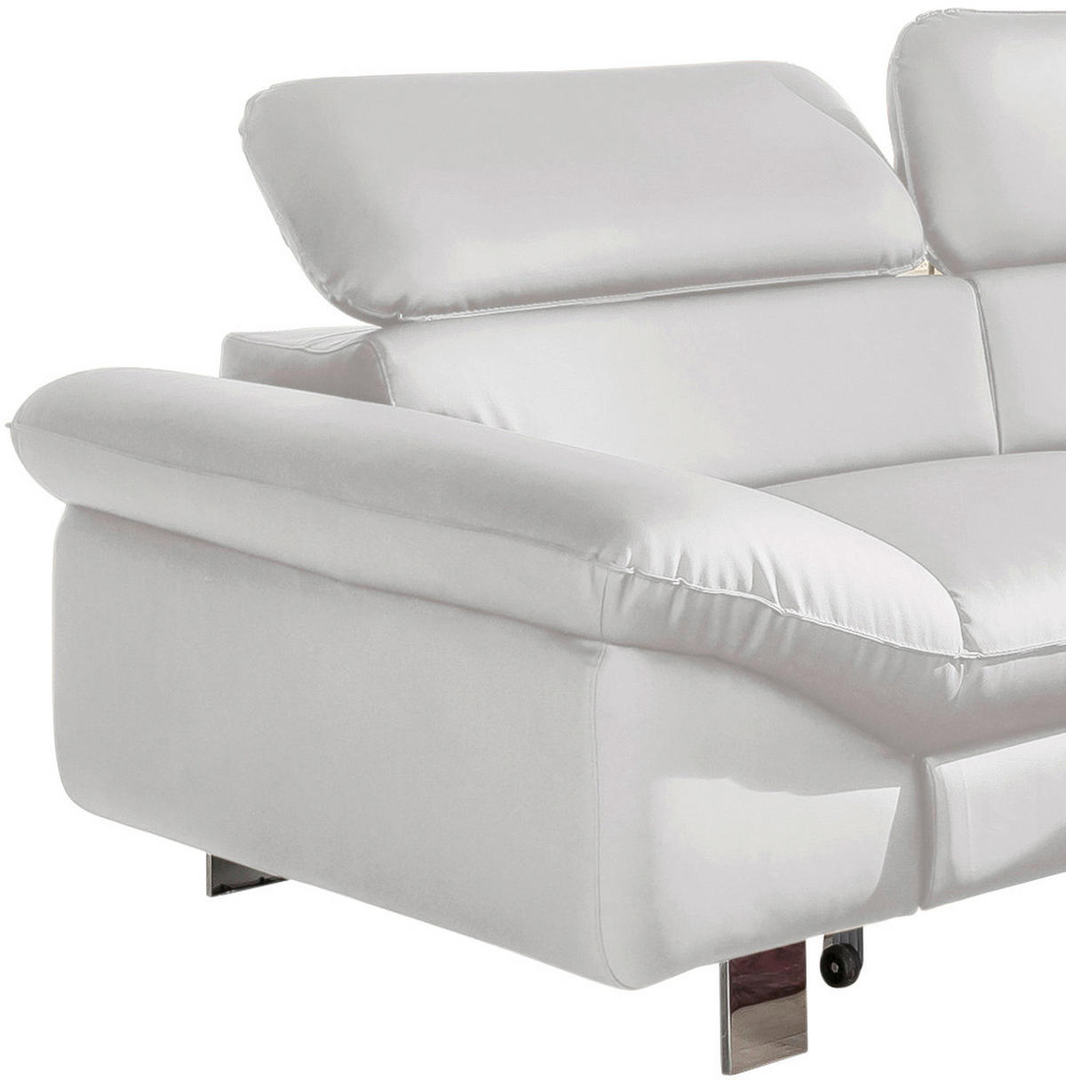 WOHNLANDSCHAFT in Lederlook Weiß  - Chromfarben/Weiß, MODERN, Textil/Metall (266/214cm) - MID.YOU