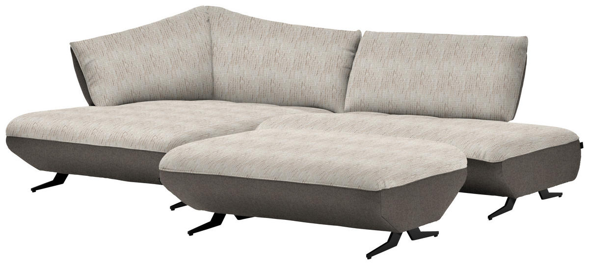 ECKSOFA in Webstoff, Struktur Sandfarben, Beige  - Sandfarben/Anthrazit, Design, Textil/Metall (172/265cm) - Joop!