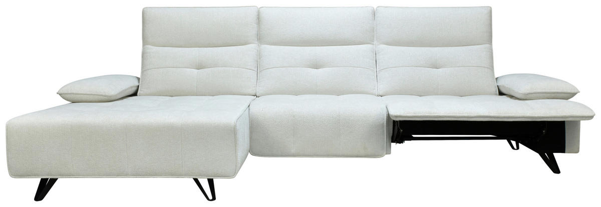 ECKSOFA Creme Chenille  - Creme/Schwarz, Design, Kunststoff/Textil (162/314cm) - Livetastic