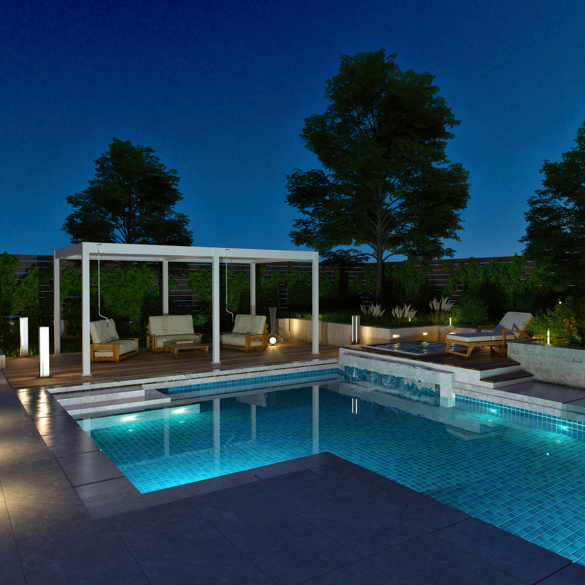 PERGOLA 360/255/530 cm   - Weiß Hochglanz, Basics, Metall (360/255/530cm) - Gardenson