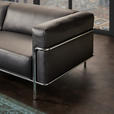3-SITZER-SOFA Mandia in Echtleder Schwarz  - Chromfarben/Schwarz, Design, Leder/Metall (236/67/96cm) - Johann Jakob