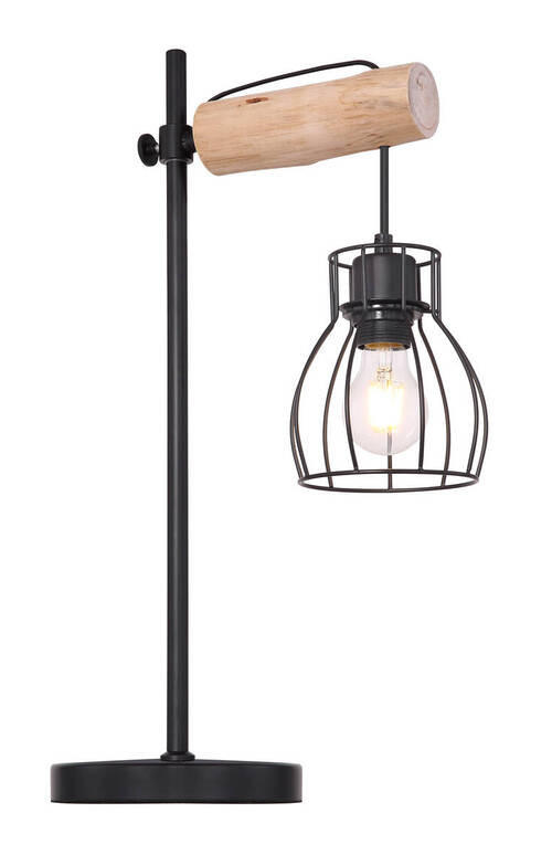 TISCHLEUCHTE - Schwarz/Naturfarben, Basics, Holz/Metall (33/18/55cm) - Globo