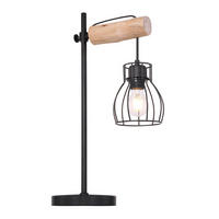 TISCHLEUCHTE - Schwarz/Naturfarben, Basics, Holz/Metall (33/18/55cm) - Globo