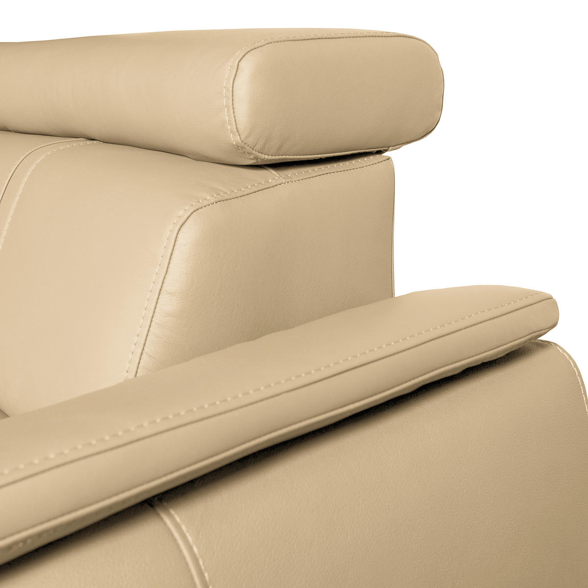 ECKSOFA Beige Echtleder  - Beige/Schwarz, Design, Leder/Holz (265/265cm) - Livetastic