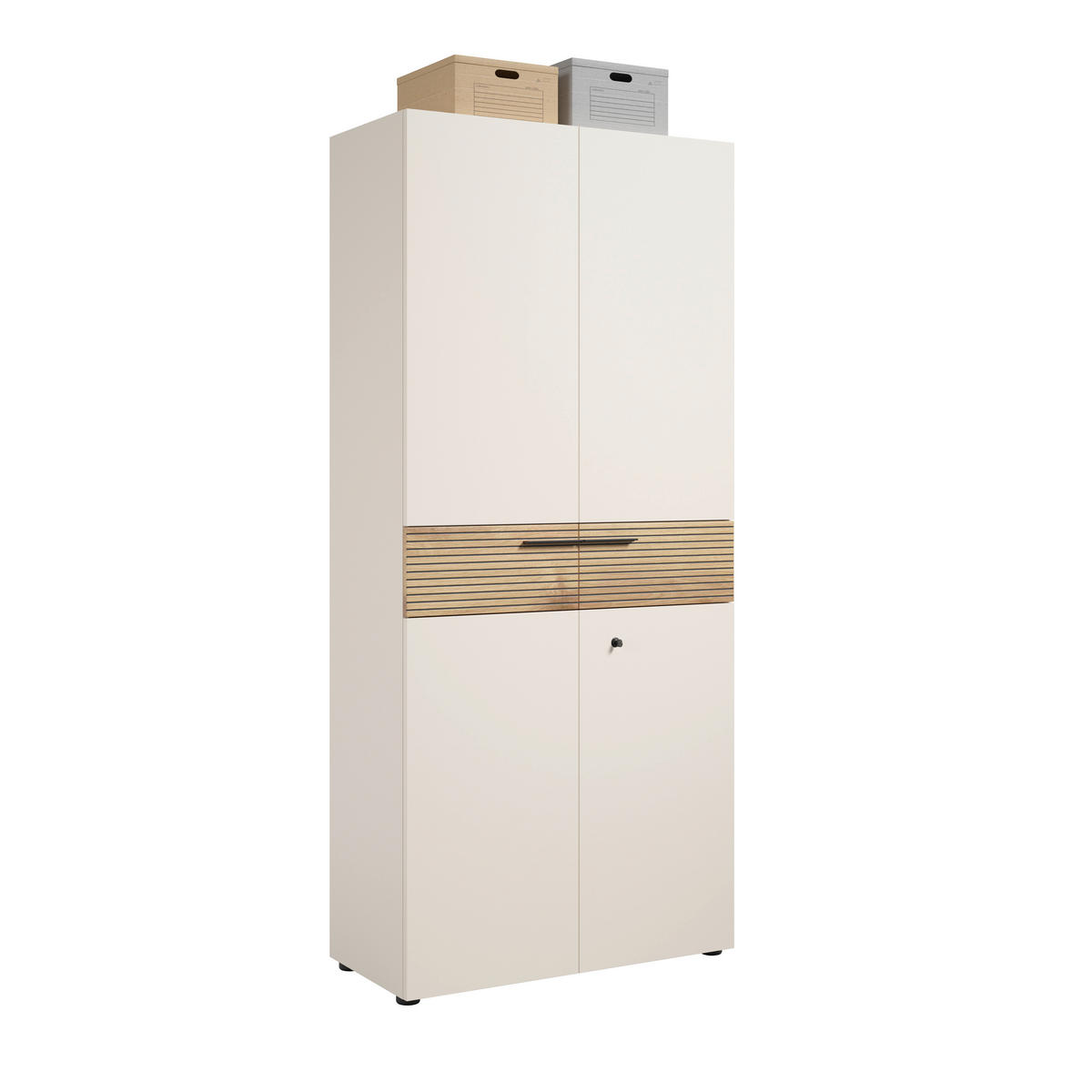 AKTENSCHRANK Schwarz, Eichefarben, Kaschmir  - Kaschmir/Eichefarben, MODERN, Holzwerkstoff (89,8/201/43cm) - Novel