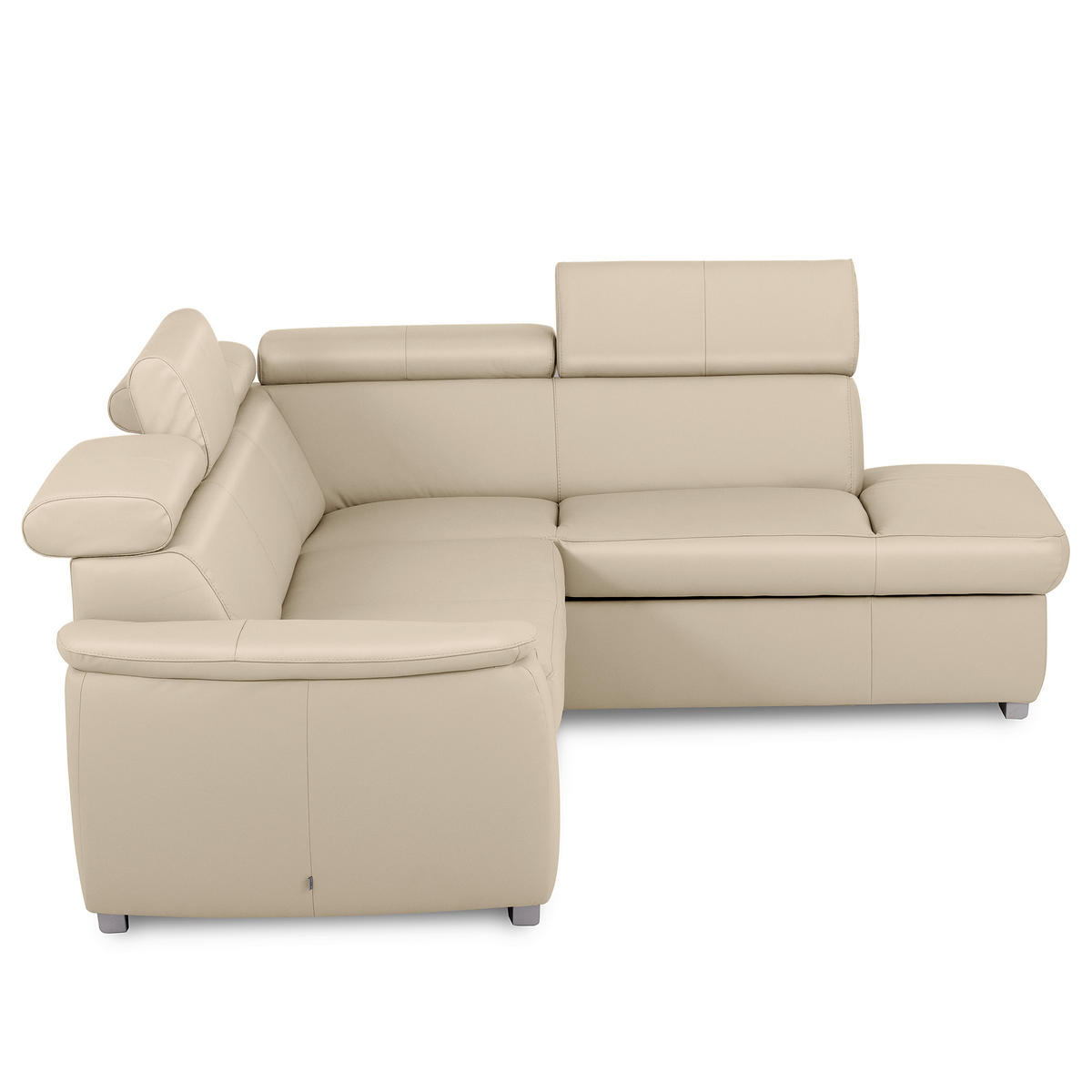 ECKSOFA  in Lederlook Echtleder Grau  - Silberfarben/Grau, Leder/Holz (262/211cm) - Celina Home