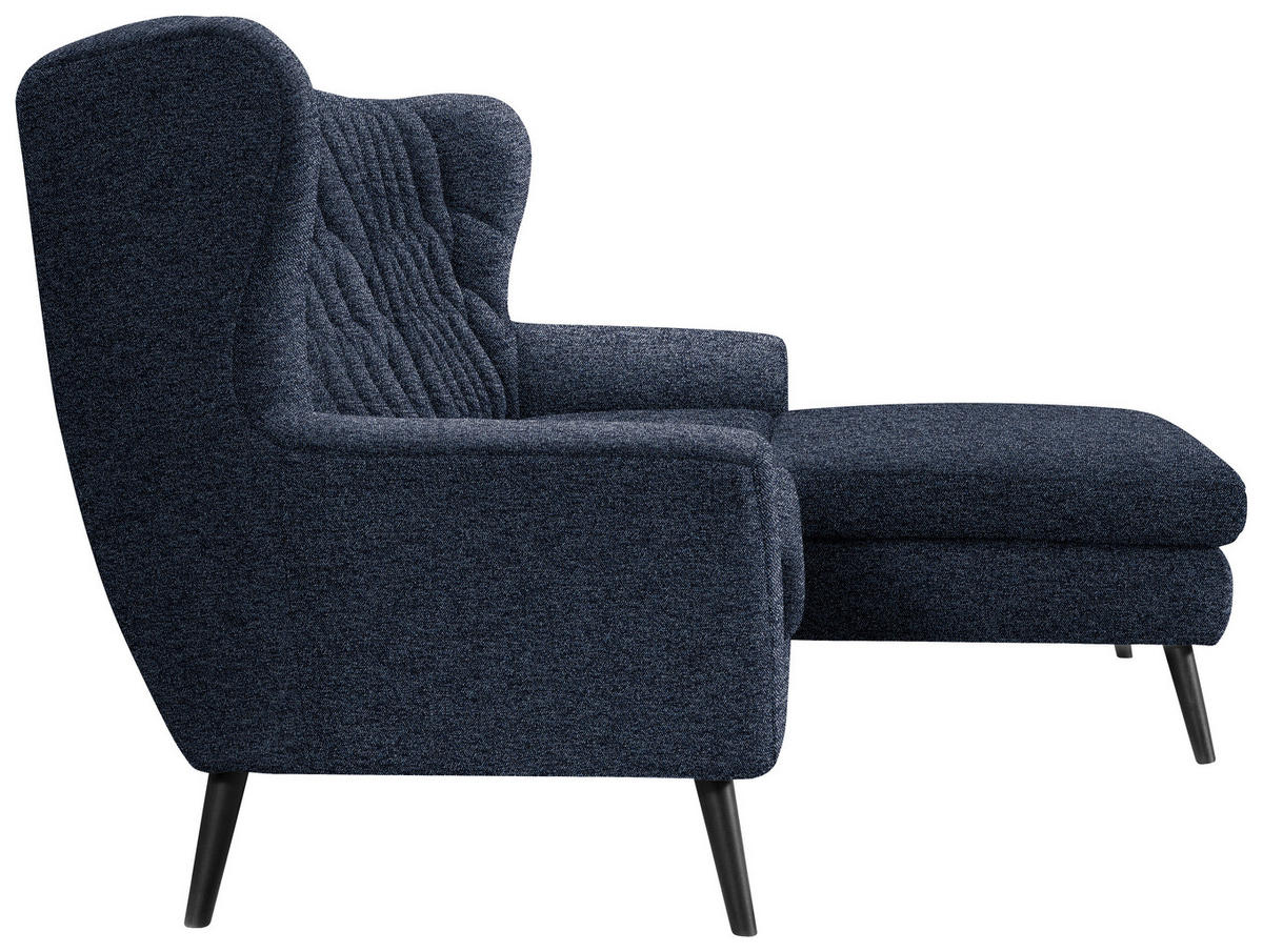 ECKSOFA in Flachgewebe Dunkelblau  - Schwarz/Dunkelblau, Design, Holz/Textil (237/165cm) - Stylife