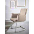 ARMLEHNSTUHL  in Stahl Mikrofaser  - Edelstahlfarben/Greige, Design, Holzwerkstoff/Textil (63/91/60cm) - Dieter Knoll