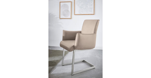 ARMLEHNSTUHL  in Stahl Mikrofaser  - Edelstahlfarben/Greige, Design, Holzwerkstoff/Textil (63/91/60cm) - Dieter Knoll