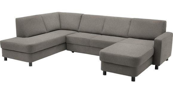 WOHNLANDSCHAFT in Webstoff Grau - Schwarz/Grau, Design, Holz/Textil (198/296/165cm) - Xora