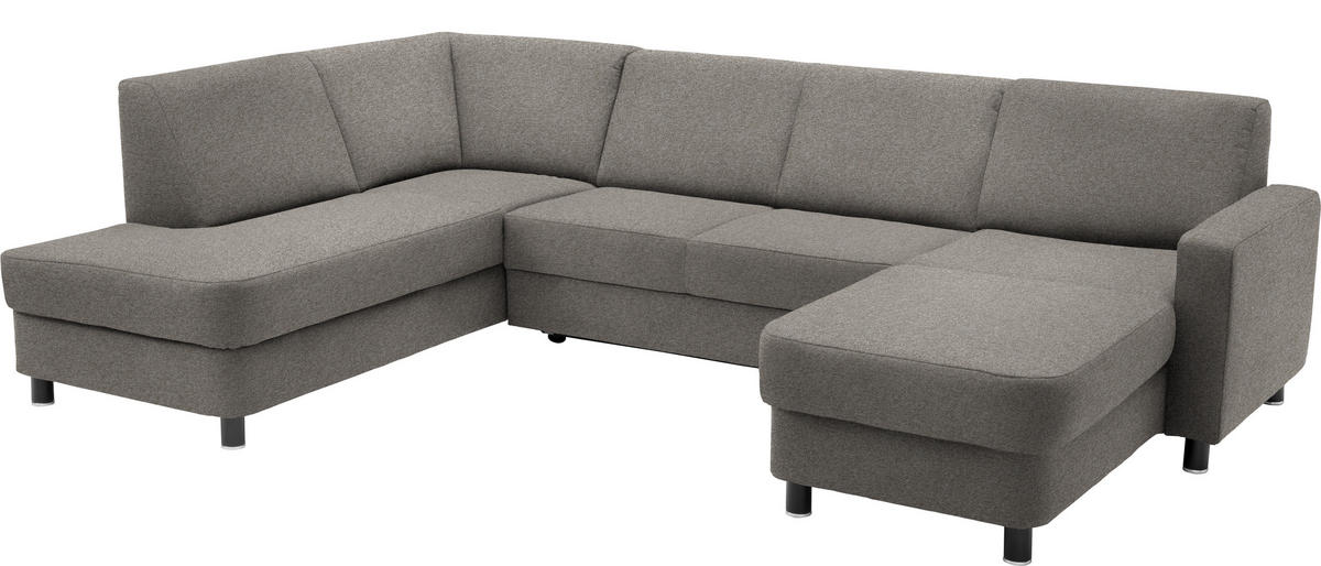 WOHNLANDSCHAFT in Webstoff Grau  - Schwarz/Grau, Design, Holz/Textil (198/296/165cm) - Xora