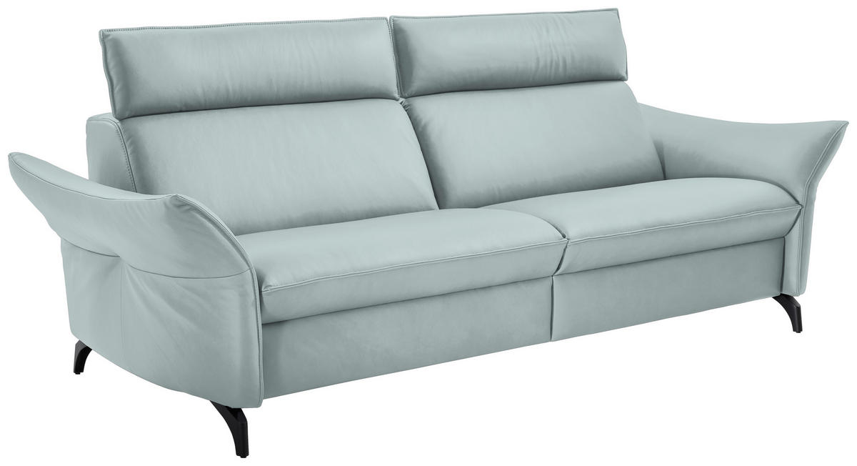 3-SITZER-SOFA in Echtleder Hellblau  - Anthrazit/Hellblau, Design, Leder/Metall (224/94/95cm) - Himolla