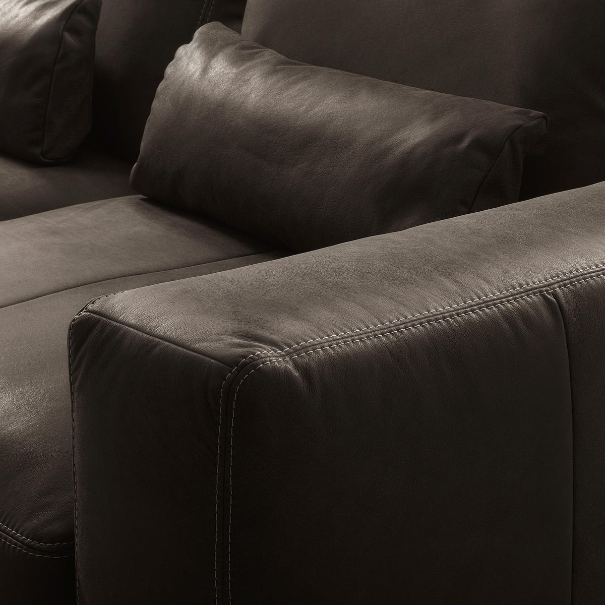 2-SITZER-SOFA  in Echtleder Fango   - Fango/Beige, Design, Leder/Kunststoff (240/85/123cm) - Livetastic