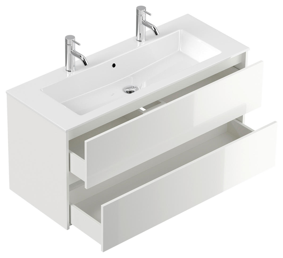 WASCHTISCHKOMBI  - Weiß Hochglanz/Weiß, MODERN, Holzwerkstoff/Stein (120/58,5/46,5cm) - MID.YOU