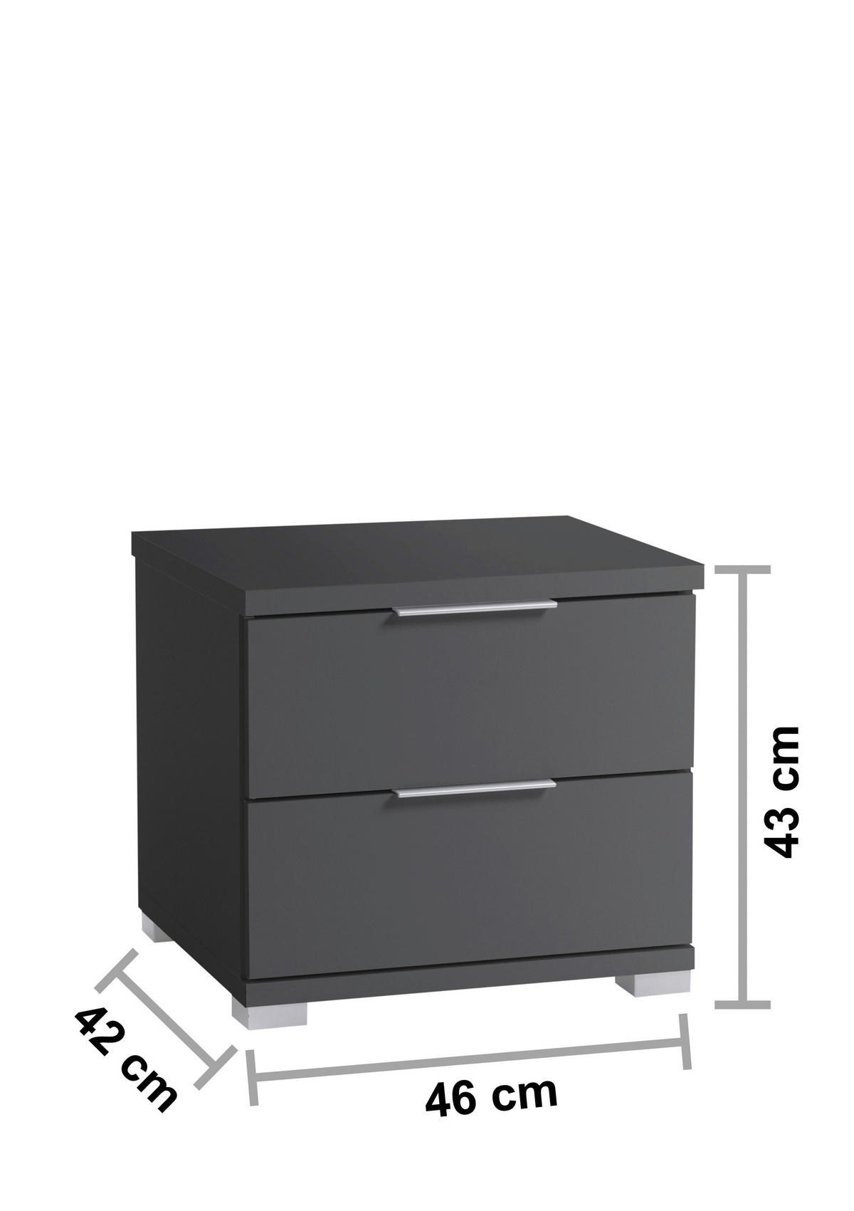 NOČNA OMARICA, barve grafita  - barve aluminija/barve grafita, Konvencionalno, umetna masa/leseni material (46/43/42cm) - Boxxx