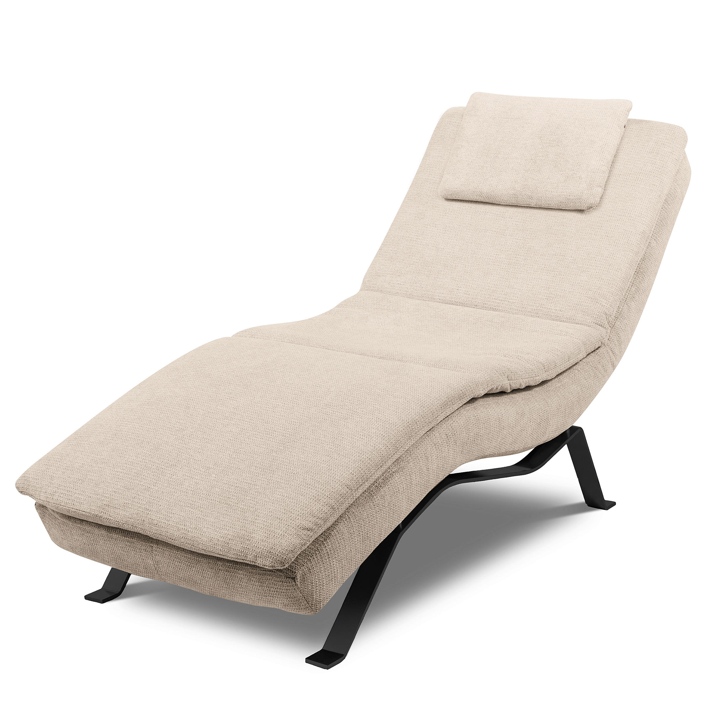 RELAXLIEGE Echtleder Beige  - Beige/Schwarz, Design, Leder/Metall (65/95/171cm) - Celina Home