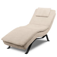 RELAXLIEGE Echtleder Beige  - Beige/Schwarz, Design, Leder/Metall (65/95/171cm) - Celina Home