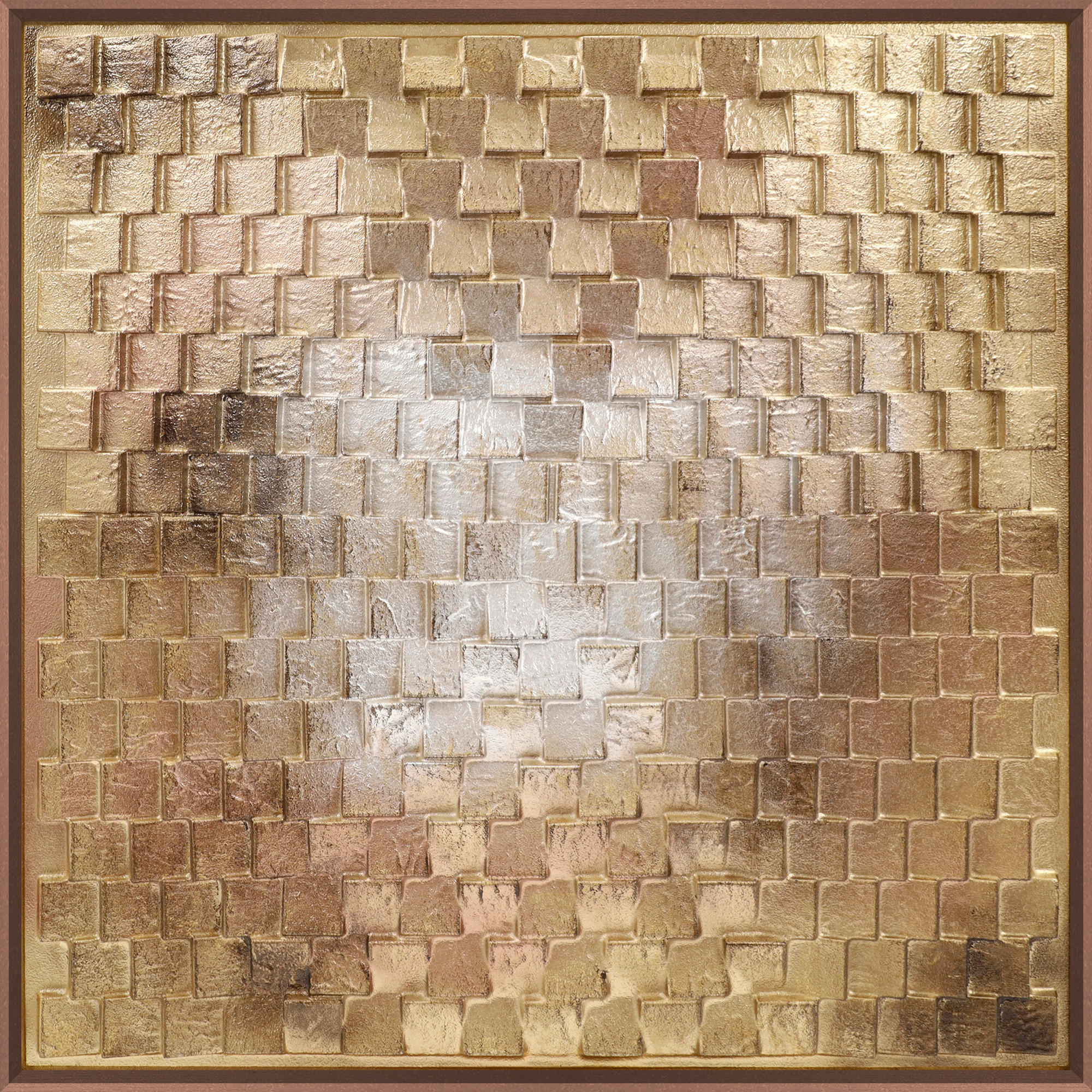 Tablou Original 100/100 cm  - bronz/multicolor, Design, plastic/material pe bază de lemn (100/100cm) - Monee