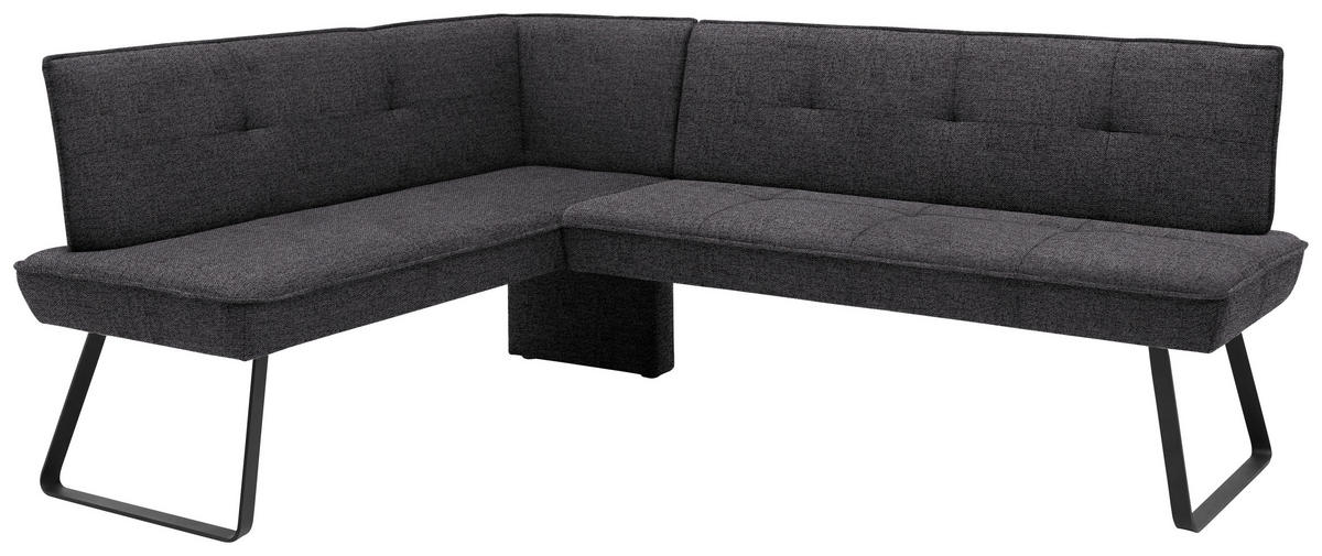 ECKBANK 157/169 cm Flachgewebe Anthrazit, Schwarz Metall   - Anthrazit/Schwarz, Design, Textil/Metall (157/169cm) - Dieter Knoll