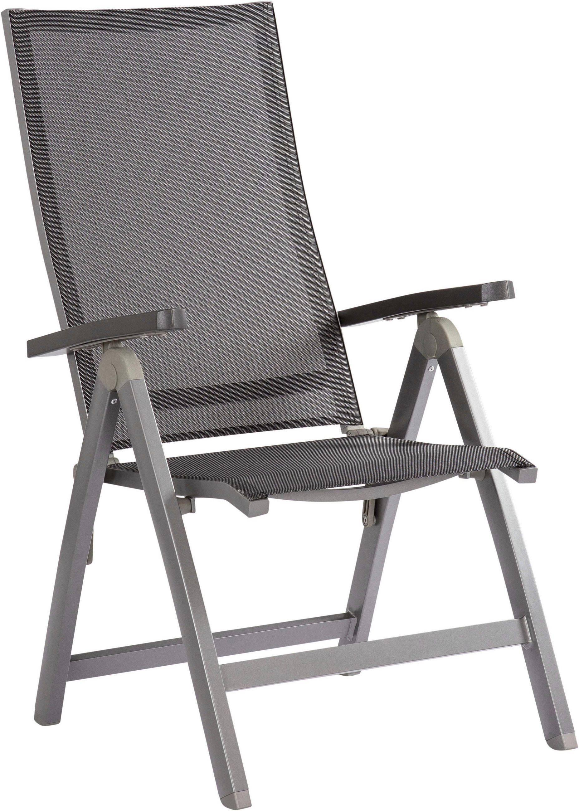 GARTENKLAPPSESSEL Aluminium Graphitfarben, Silberfarben  - Anthrazit/Silberfarben, Design, Textil/Metall (60/113/75cm) - Stern