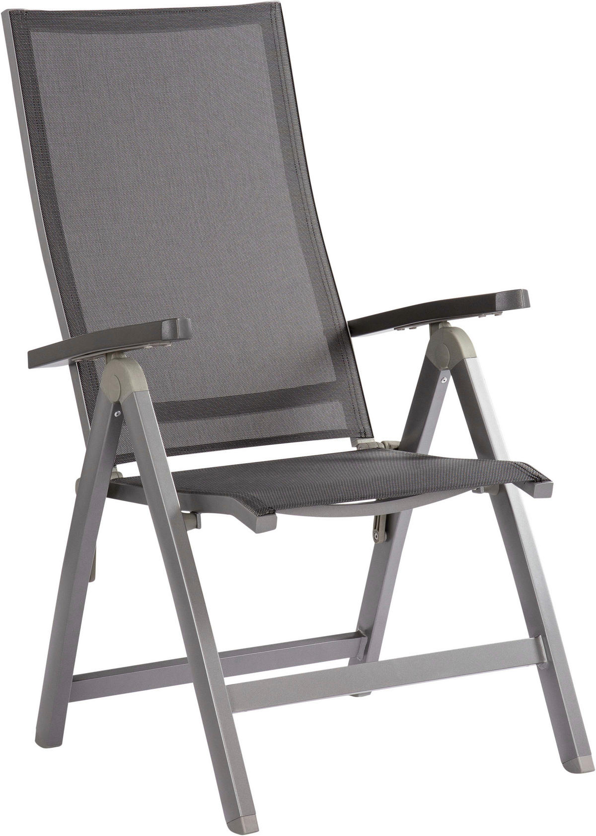 GARTENKLAPPSESSEL in Metall, Textil Graphitfarben, Silberfarben  - Anthrazit/Silberfarben, Design, Textil/Metall (60/113/75cm) - Stern