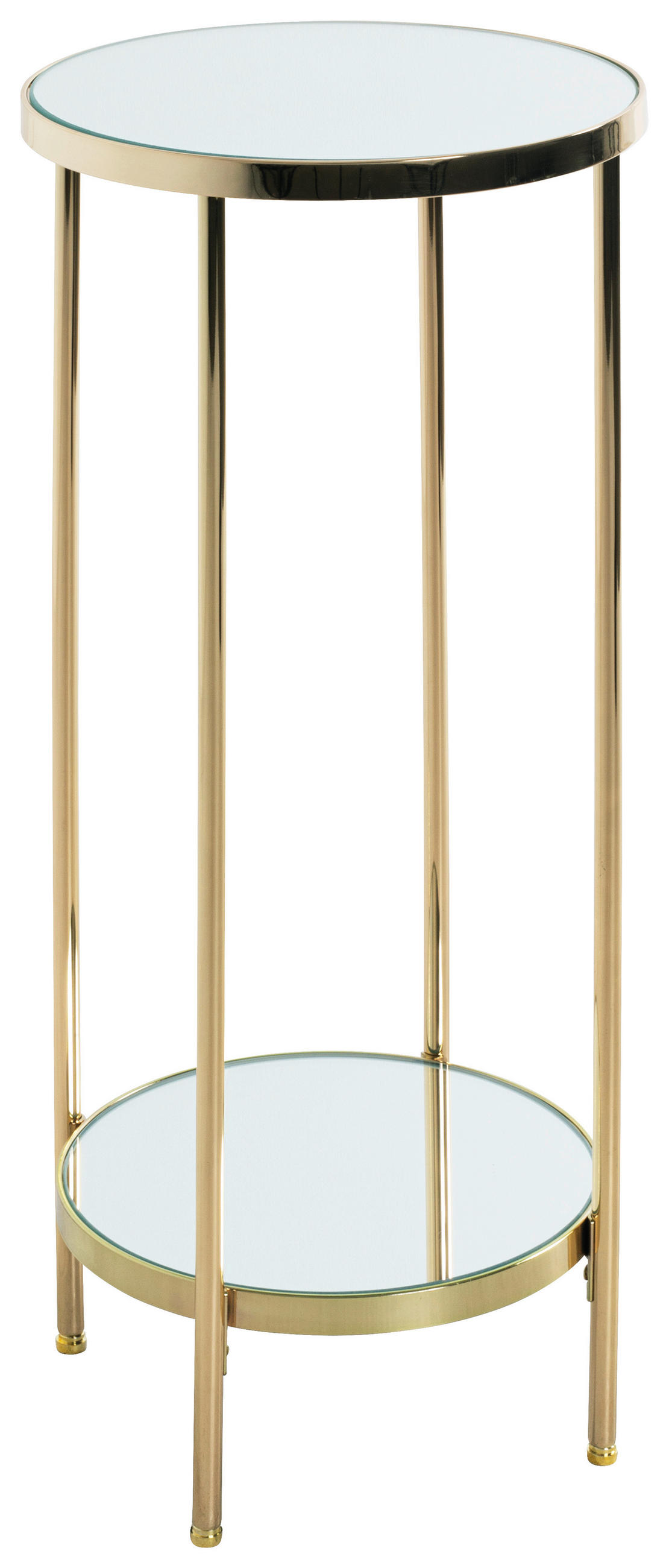 BEISTELLTISCH 28/28/66 cm Messingfarben rund  - Messingfarben, Trend, Glas/Metall (28/28/66cm)