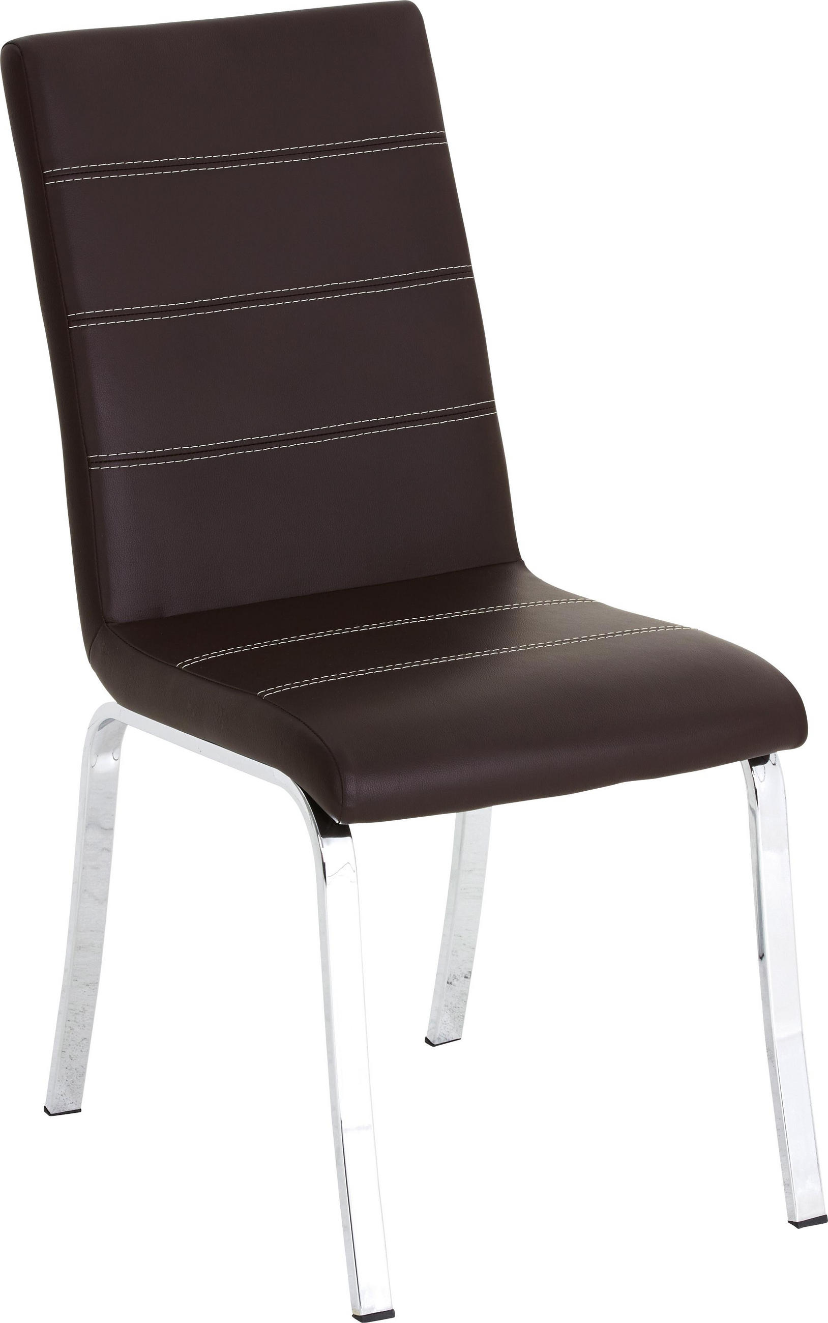 Stuhl in Metall, Textil Braun, Chromfarben