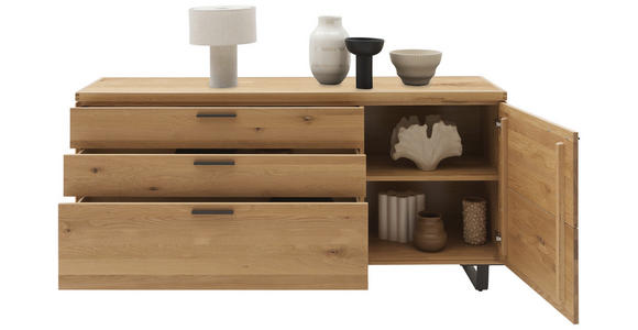 KOMMODE in 181,9/74,5/45,2 cm - Wildeiche/Schwarz, Design, Holz/Metall (181,9/74,5/45,2cm) - Valnatura