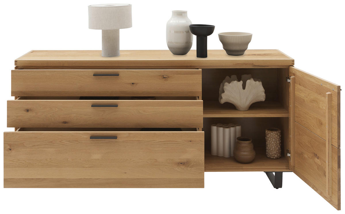 KOMMODE 181,9/74,5/45,2 cm  in Wildeiche  - Wildeiche/Schwarz, Design, Holz/Metall (181,9/74,5/45,2cm) - Valnatura