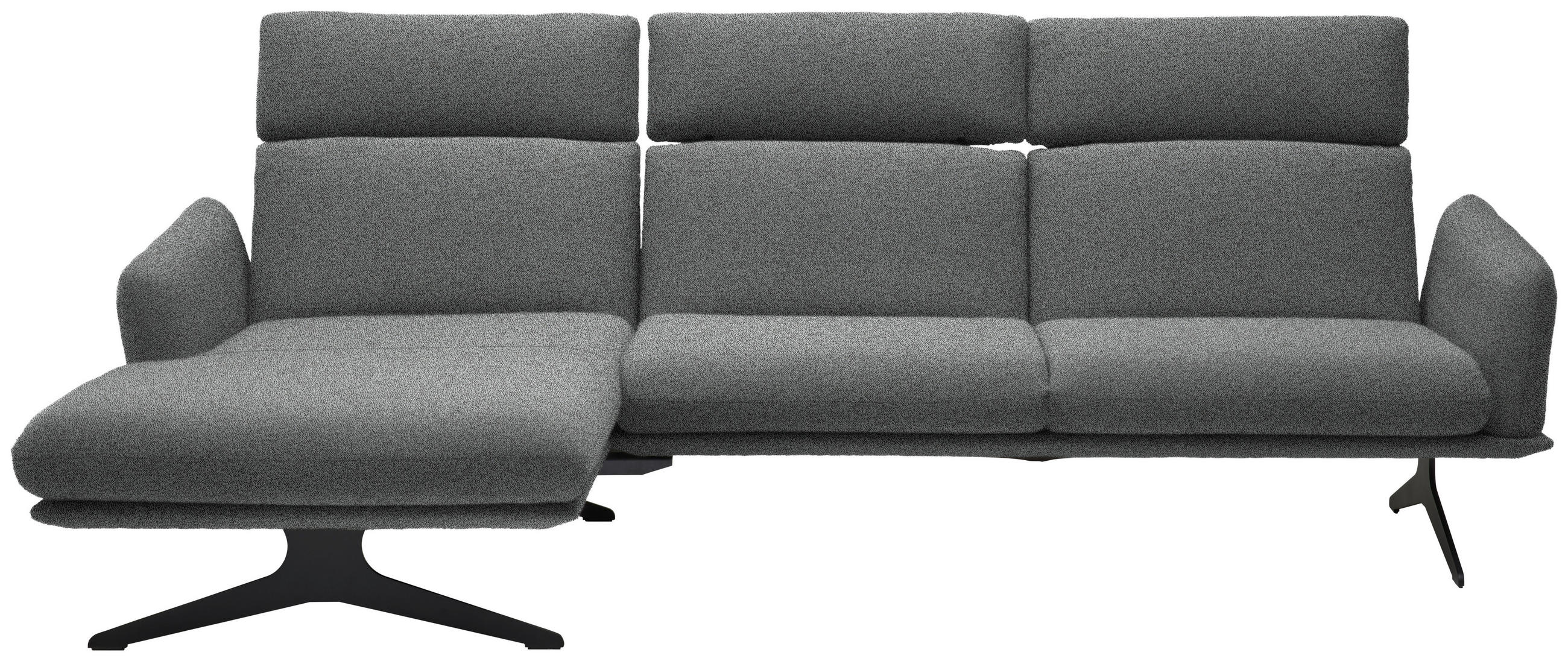 ECKSOFA in Flachgewebe Grau  - Schwarz/Grau, Design, Textil/Metall (152/259cm) - Dieter Knoll