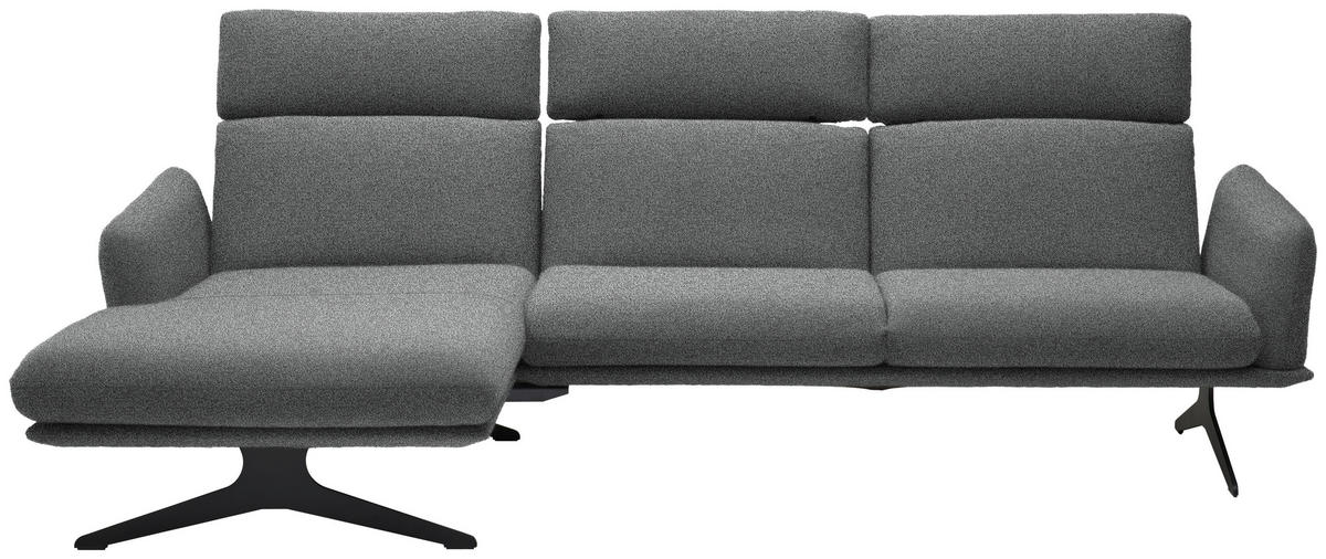 ECKSOFA in Flachgewebe Grau  - Schwarz/Grau, Design, Textil/Metall (152/259cm) - Dieter Knoll