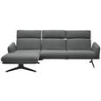 ECKSOFA in Flachgewebe Grau  152/259 cm  - Schwarz/Grau, Design, Textil/Metall (152/259cm) - Dieter Knoll