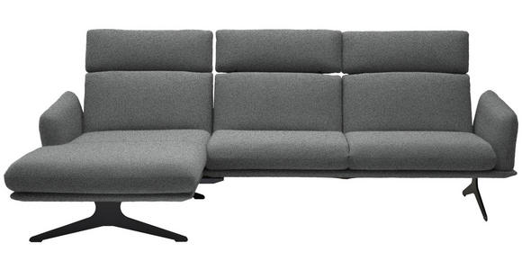 ECKSOFA in Flachgewebe Grau  152/259 cm  - Schwarz/Grau, Design, Textil/Metall (152/259cm) - Dieter Knoll