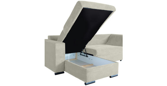 ECKSOFA Creme Cord  - Creme/Schwarz, KONVENTIONELL, Textil/Metall (168/258cm) - Carryhome