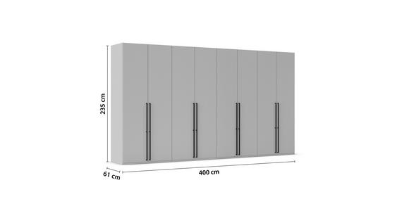 DREHTÜRENSCHRANK 400/235/61 cm,  in Graphitfarben, 8-türig  - Schwarz/Graphitfarben, Basics, Holzwerkstoff/Metall (400/235/61cm) - Novel
