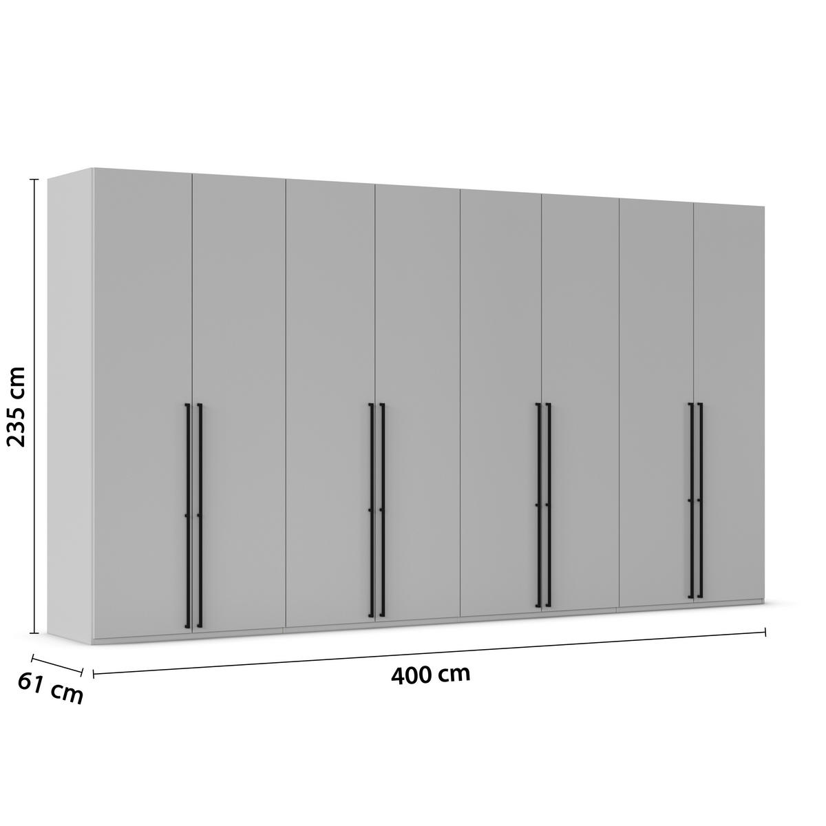 DREHTÜRENSCHRANK 400/235/61 cm,  in Graphitfarben, 8-türig  - Schwarz/Graphitfarben, Basics, Holzwerkstoff/Metall (400/235/61cm) - Novel