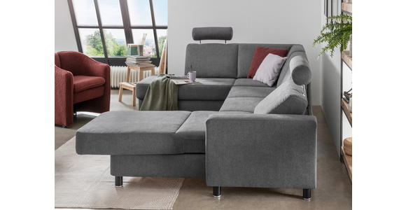 WOHNLANDSCHAFT in Webstoff Dunkelgrau - Dunkelgrau/Schwarz, Design, Holz/Textil (198/296/165cm) - Xora