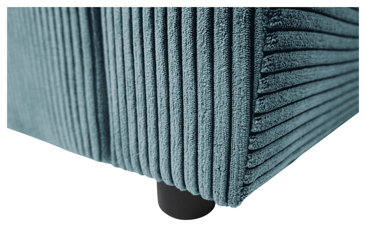 ECKSOFA TERMOLI in Cord Hellblau  155/231 cm  - Schwarz/Hellblau, Design, Kunststoff/Textil (155/231cm) - MID.YOU