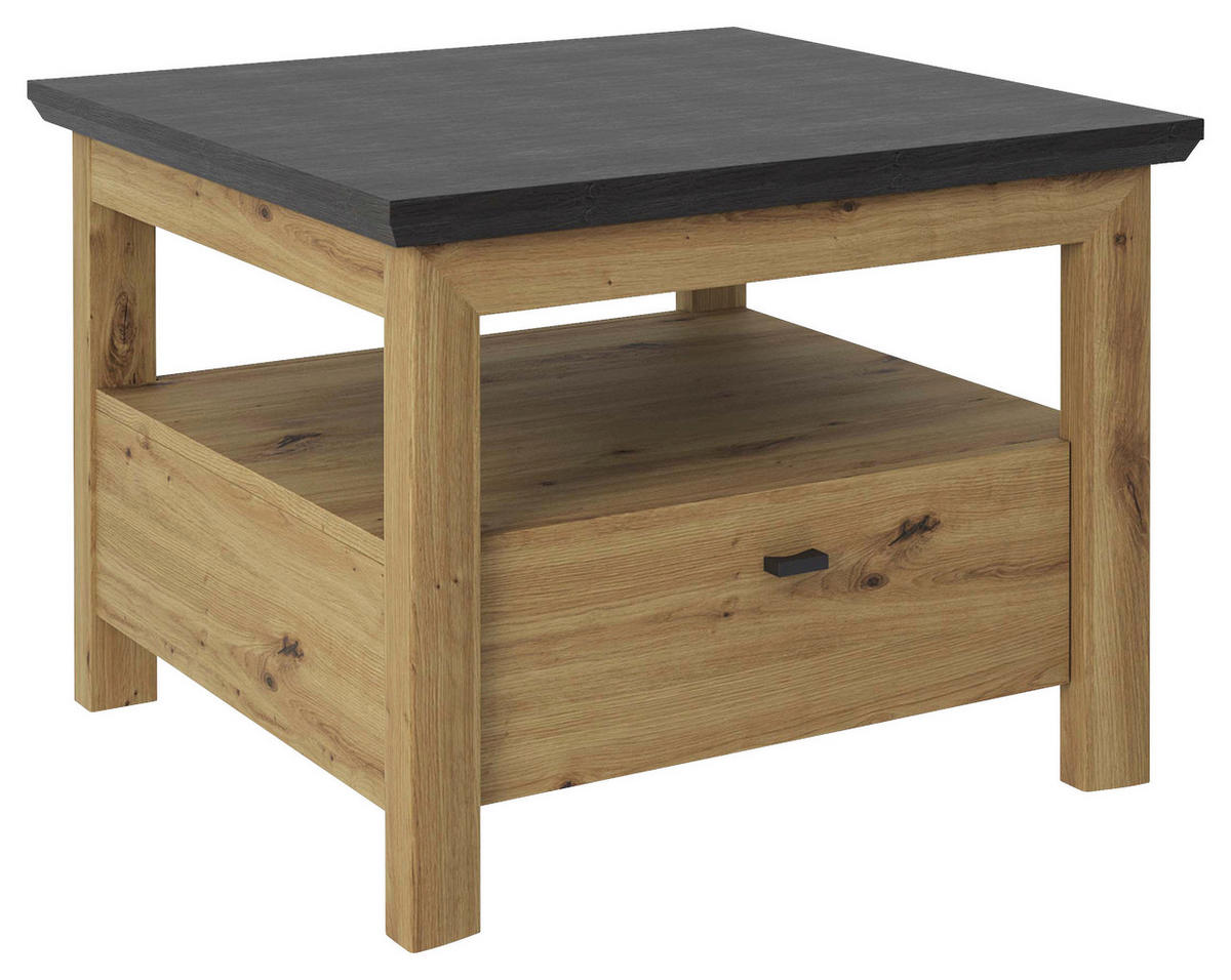 ODKLÁDACÍ STOLEK, tmavě šedá, dub artisan - černá/tmavě šedá, Basics, kov/kompozitní dřevo (65/65/45,6cm) - Hom`in