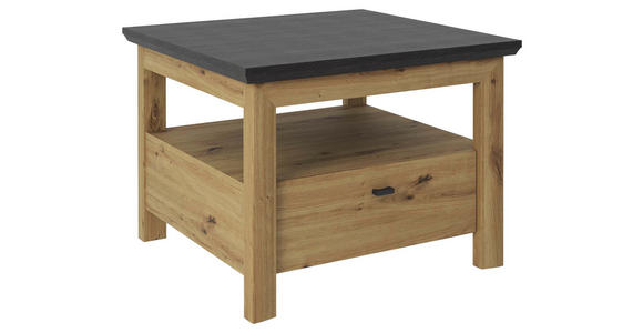 BEISTELLTISCH 65/65/45,6 cm Dunkelgrau, Eiche Artisan quadratisch  - Dunkelgrau/Schwarz, Basics, Holzwerkstoff/Metall (65/65/45,6cm) - Hom`in