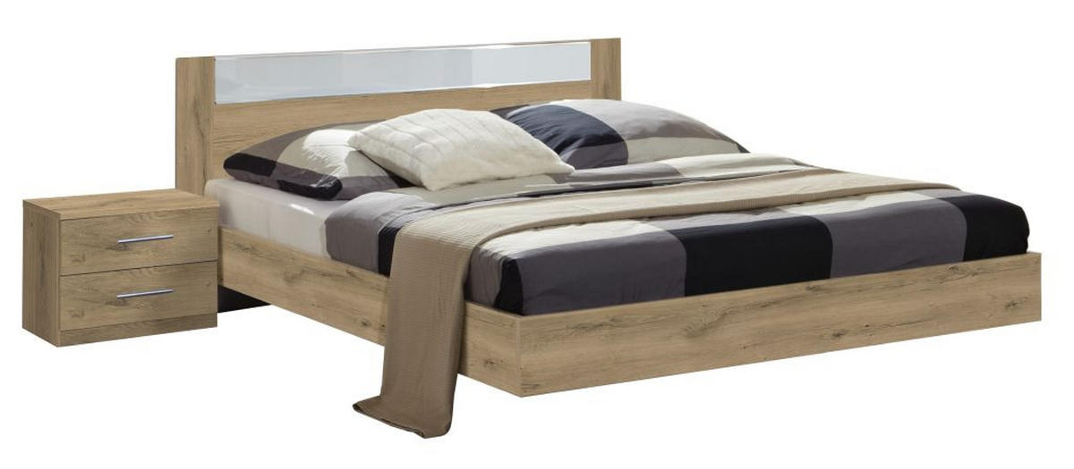 SPAVAĆA SOBA bijela, boje hrasta   - bijela/boje hrasta, Moderno, staklo/drvni materijal (518/208/210cm) - Carryhome
