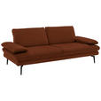 3-SITZER-SOFA Dieter Knoll in Velours Kupferfarben  - Beige/Schwarz, Design, Textil/Metall (222/89/104cm) - Dieter Knoll